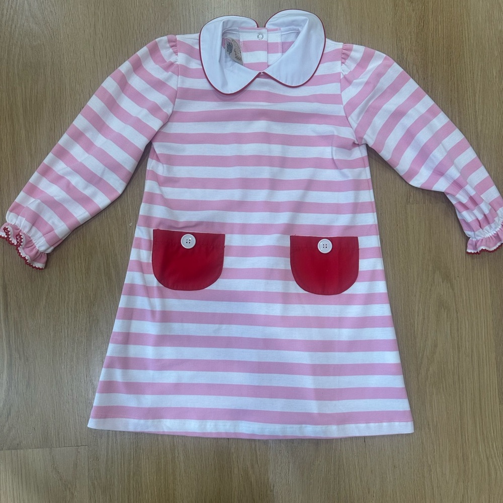 TBBC Pink Striped Kids Dress Size 7 - Picture 8 of 13